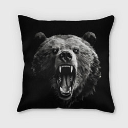 Подушка квадратная Агрессивный таежный медведь, цвет: 3D-принт