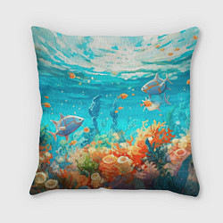 Подушка квадратная Морской подводный мир, цвет: 3D-принт