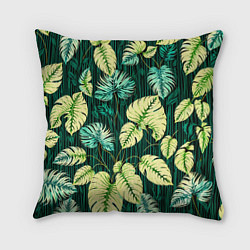 Подушка квадратная Листья узор тропический, цвет: 3D-принт