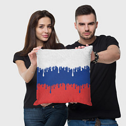 Подушка квадратная Флаг России - потёки, цвет: 3D-принт — фото 2