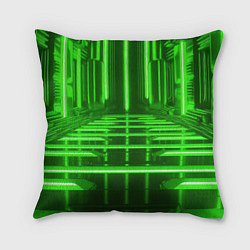 Подушка квадратная Зеленые световые объекты, цвет: 3D-принт