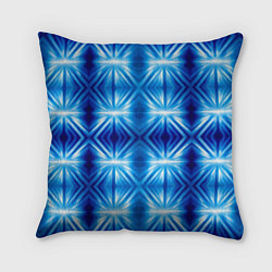 Подушка квадратная Ярко-синий светящийся узор, цвет: 3D-принт