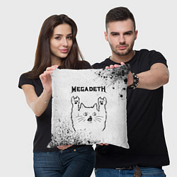 Подушка квадратная Megadeth рок кот на светлом фоне, цвет: 3D-принт — фото 2