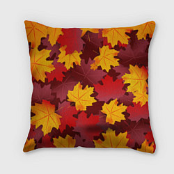 Подушка квадратная Кленовые листья паттерном, цвет: 3D-принт