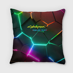 Подушка квадратная Cyberpunk 2077 phantom liberty logo neon