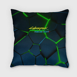 Подушка квадратная Cyberpunk 2077 phantom liberty green neon, цвет: 3D-принт