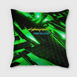 Подушка квадратная Cyberpunk 2077 phantom liberty neon green, цвет: 3D-принт