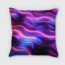 Подушка квадратная Неоновые волны, цвет: 3D-принт