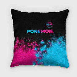 Подушка квадратная Pokemon - neon gradient: символ сверху, цвет: 3D-принт