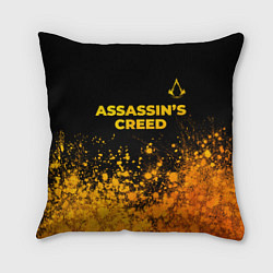 Подушка квадратная Assassins Creed - gold gradient: символ сверху, цвет: 3D-принт