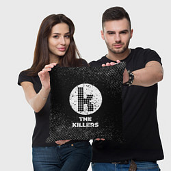 Подушка квадратная The Killers с потертостями на темном фоне, цвет: 3D-принт — фото 2