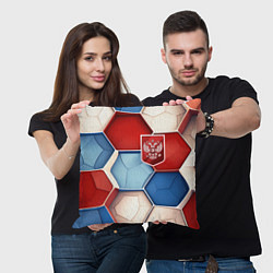Подушка квадратная Объемные плиты и герб России, цвет: 3D-принт — фото 2