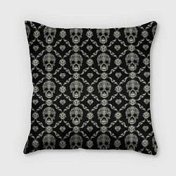 Подушка квадратная Узор с черепами Pattern with skulls, цвет: 3D-принт