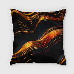 Подушка квадратная Темные золотые волнистые линии, цвет: 3D-принт