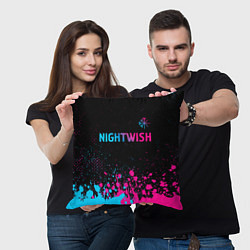 Подушка квадратная Nightwish - neon gradient: символ сверху, цвет: 3D-принт — фото 2