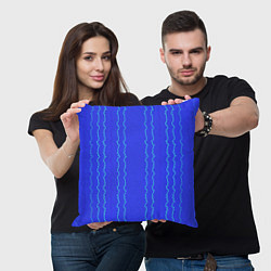 Подушка квадратная Кривые линии ярко-синий, цвет: 3D-принт — фото 2