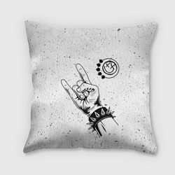 Подушка квадратная Blink 182 и рок символ, цвет: 3D-принт