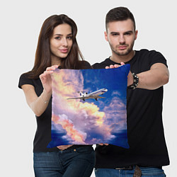 Подушка квадратная Ту-154М Взлет, цвет: 3D-принт — фото 2