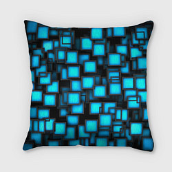 Подушка квадратная Геометрия - синие квадраты, цвет: 3D-принт