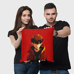 Подушка квадратная Аниме парень на красном фоне, цвет: 3D-принт — фото 2