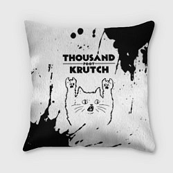 Подушка квадратная Thousand Foot Krutch рок кот на светлом фоне, цвет: 3D-принт