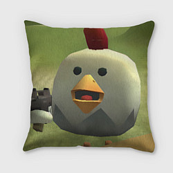 Подушка квадратная Chicken Gun курица, цвет: 3D-принт