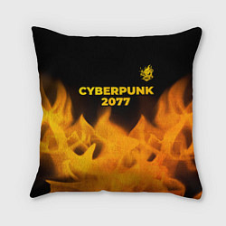 Подушка квадратная Cyberpunk 2077 - gold gradient: символ сверху, цвет: 3D-принт