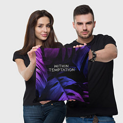 Подушка квадратная Within Temptation neon monstera, цвет: 3D-принт — фото 2