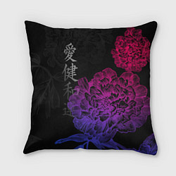 Подушка квадратная Neon flowers - japanese art, цвет: 3D-принт