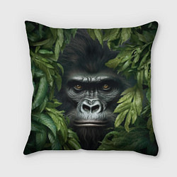Подушка квадратная Горилла в джунгях, цвет: 3D-принт