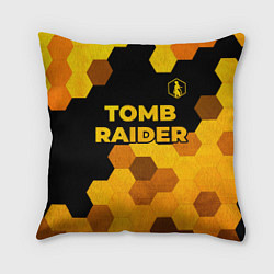 Подушка квадратная Tomb Raider - gold gradient: символ сверху, цвет: 3D-принт