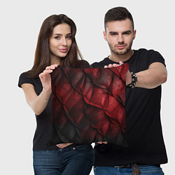 Подушка квадратная Black red texture, цвет: 3D-принт — фото 2