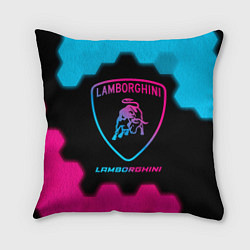 Подушка квадратная Lamborghini - neon gradient, цвет: 3D-принт