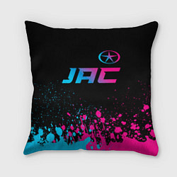 Подушка квадратная JAC - neon gradient: символ сверху, цвет: 3D-принт