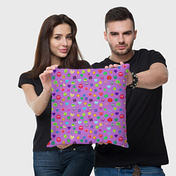 Подушка квадратная Эмпатия - паттерн эмоджи, цвет: 3D-принт — фото 2