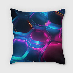 Подушка квадратная Неоновый синий фон, цвет: 3D-принт