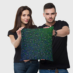 Подушка квадратная Изумрудный космос, цвет: 3D-принт — фото 2