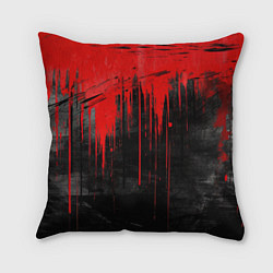 Подушка квадратная Красная краска на черном фоне, цвет: 3D-принт