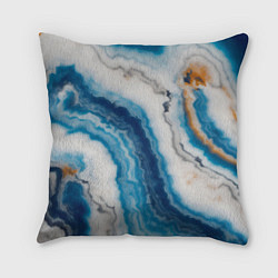 Подушка квадратная Узор волна голубой океанический агат, цвет: 3D-принт