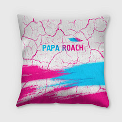Подушка квадратная Papa Roach neon gradient style: символ сверху, цвет: 3D-принт