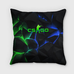 Подушка квадратная CS GO green blue neon, цвет: 3D-принт