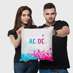 Подушка квадратная AC DC neon gradient style: символ сверху, цвет: 3D-принт — фото 2