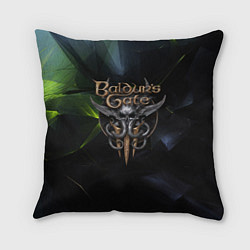 Подушка квадратная Baldurs Gate 3 logo dark green, цвет: 3D-принт