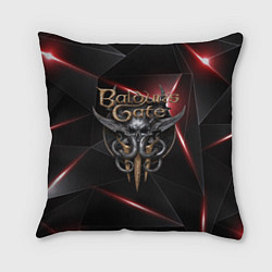 Подушка квадратная Baldurs Gate 3 logo black red, цвет: 3D-принт