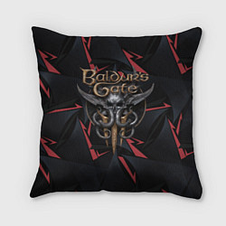 Подушка квадратная Baldurs Gate 3 logo dark red, цвет: 3D-принт