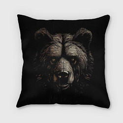 Подушка квадратная Крупная морда медведя, цвет: 3D-принт