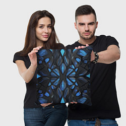 Подушка квадратная Синие объемные узоры, цвет: 3D-принт — фото 2