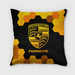 Подушка квадратная Porsche - gold gradient, цвет: 3D-принт