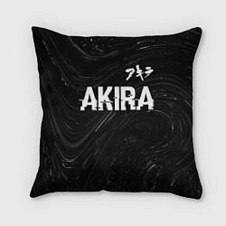 Подушка квадратная Akira glitch на темном фоне: символ сверху, цвет: 3D-принт