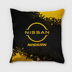 Подушка квадратная Nissan - gold gradient, цвет: 3D-принт